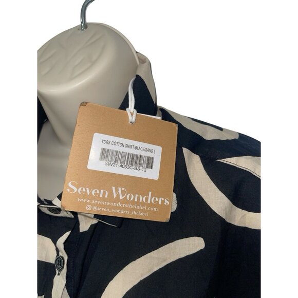 Seven Wonders York Shirt Womens Size 8 Black Sand Exclusive Oversized Blouse - Picture 6 of 12
